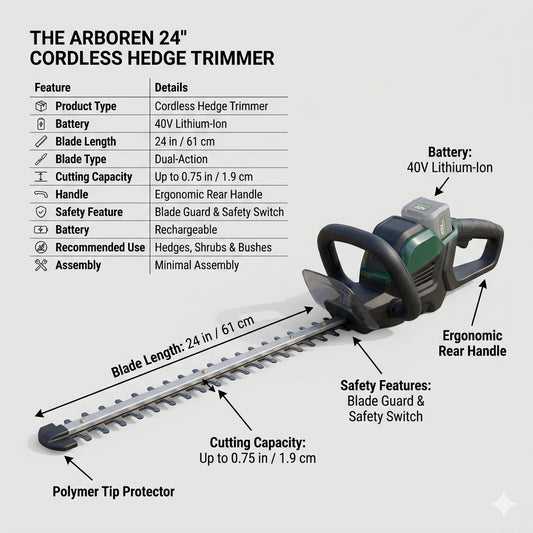 Arboren 24" Cordless Hedge Trimmer – 40V